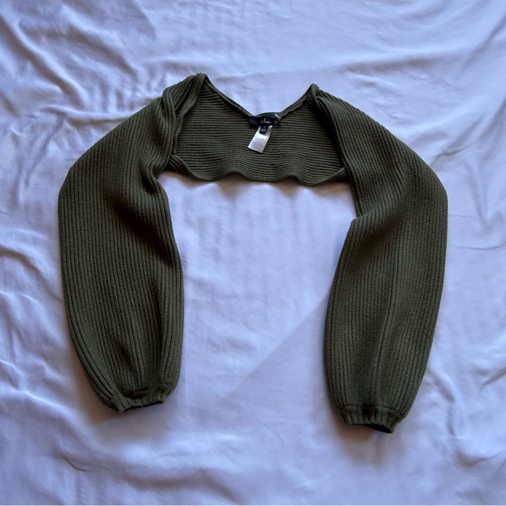 Lulu's Sage Knit Cardigan Shrug Size small olive green great condition